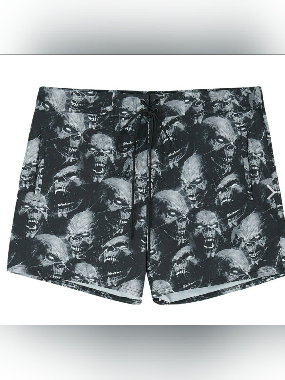Killstar Black & Gray Skull Swim Shorts